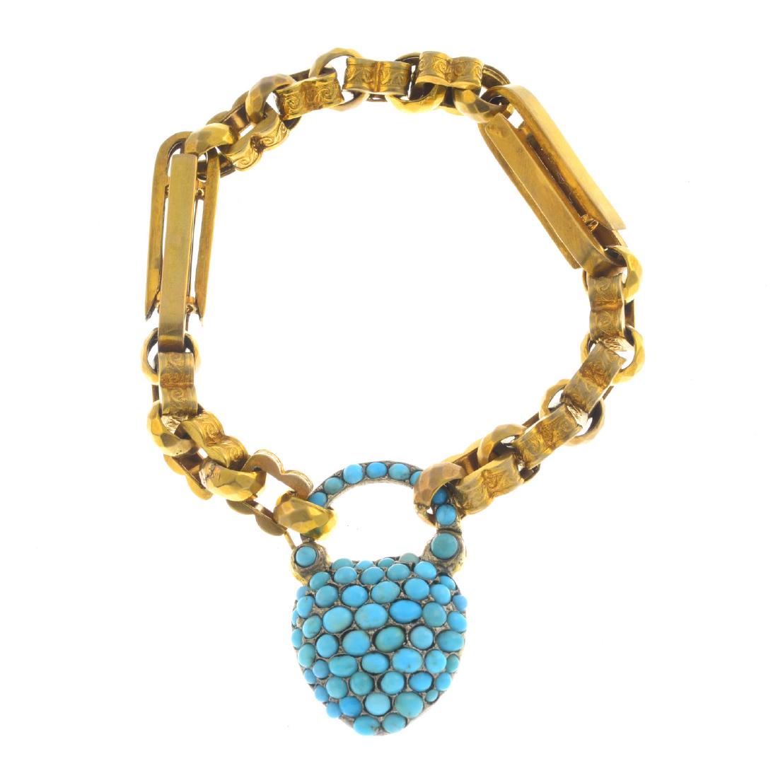 A turquoise bracelet. Designed as a fancy-link (1 of 2)