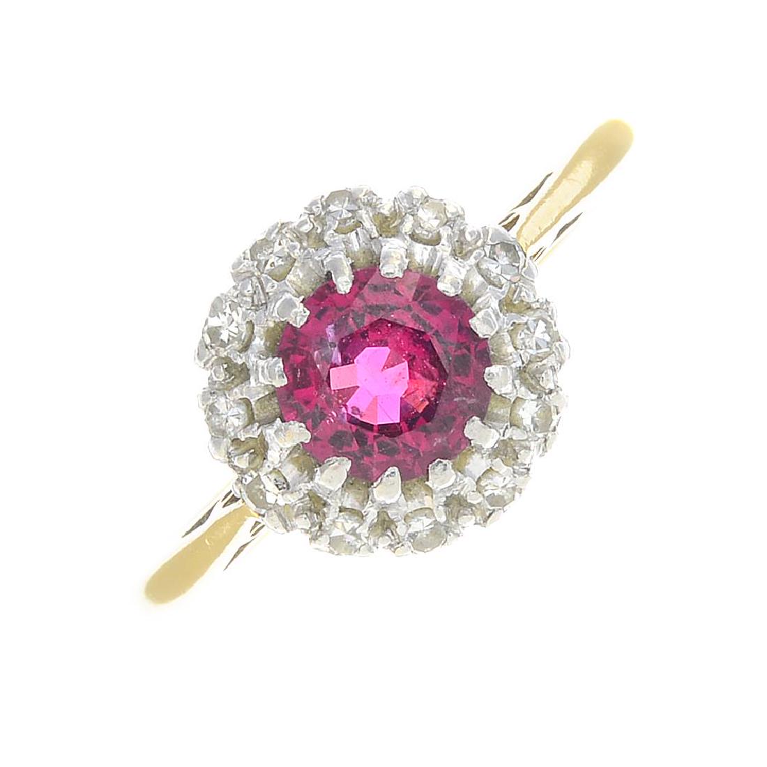 A mid 20th century 18ct gold and platinum ruby and (1 of 3)