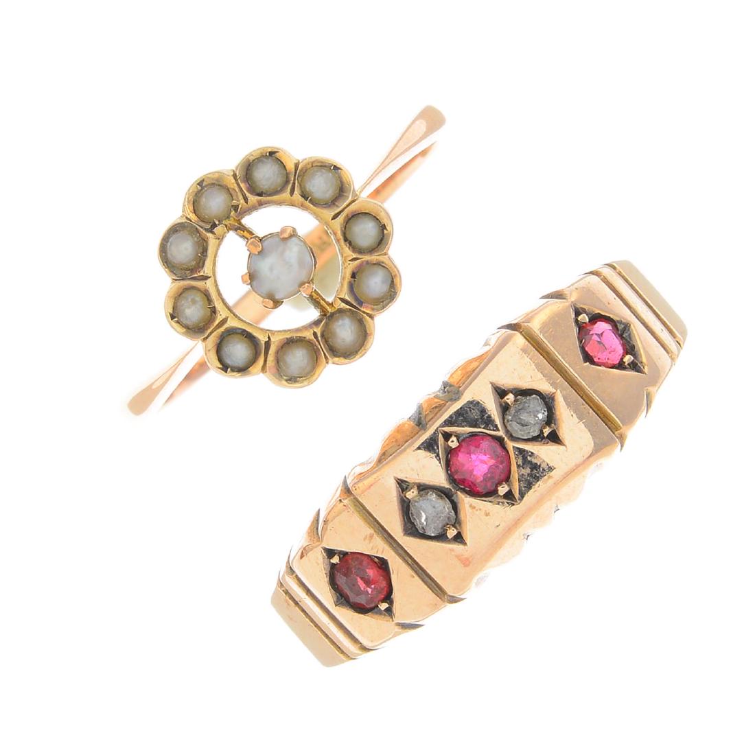 Two late Victorian diamond and gem-set rings. To (1 of 3)