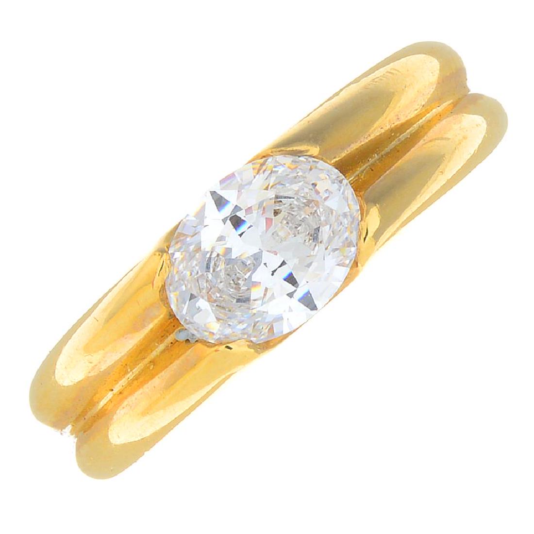 A 14ct gold cubic zirconia single-stone ring. The (1 of 3)