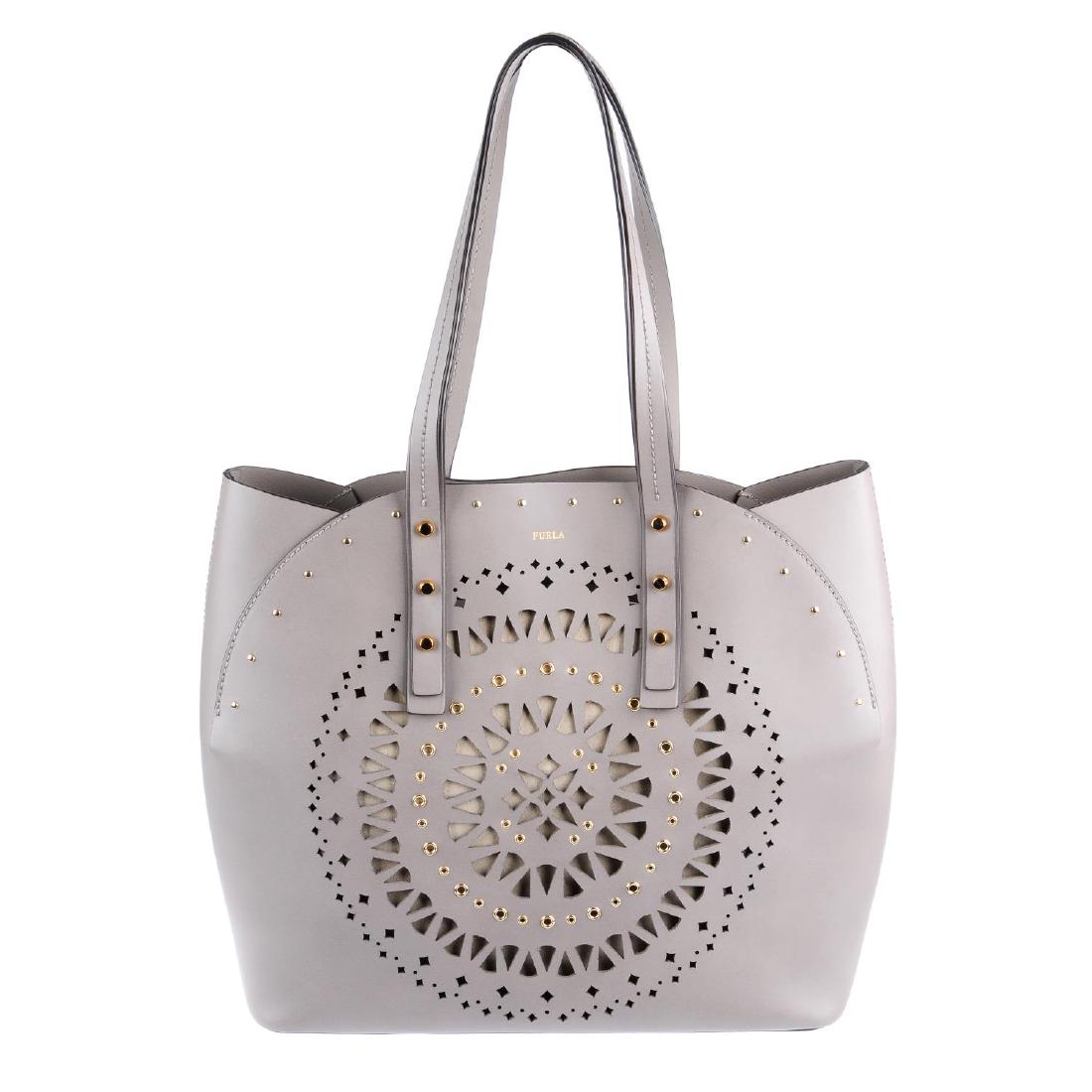 FURLA - a taupe leather Aurora handbag. Featuring a (1 of 3)