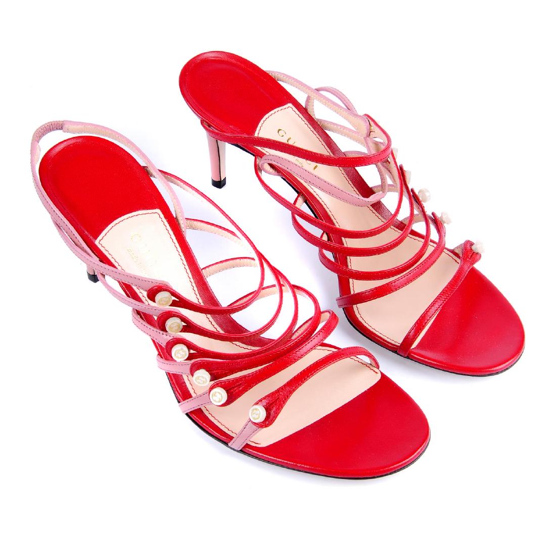 GUCCI - a pair of strappy slingback stiletto sandals. (1 of 5)