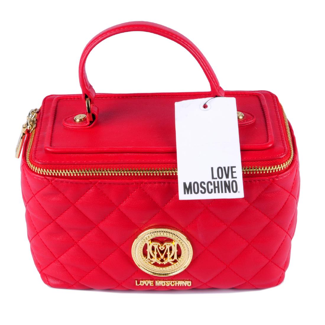 MOSCHINO - a quilted red Love Moschino vanity handbag. (1 of 3)