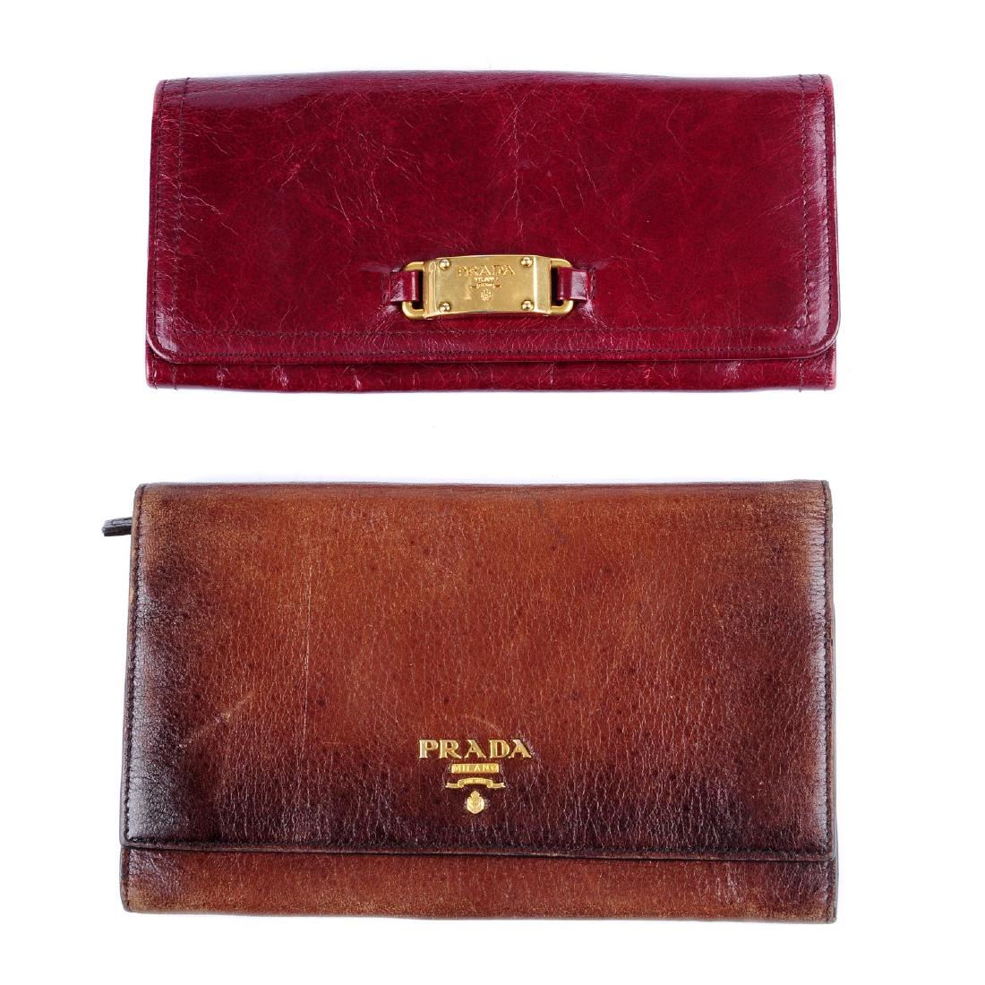 PRADA - two wallets. To include a long burgundy leather (1 of 2)