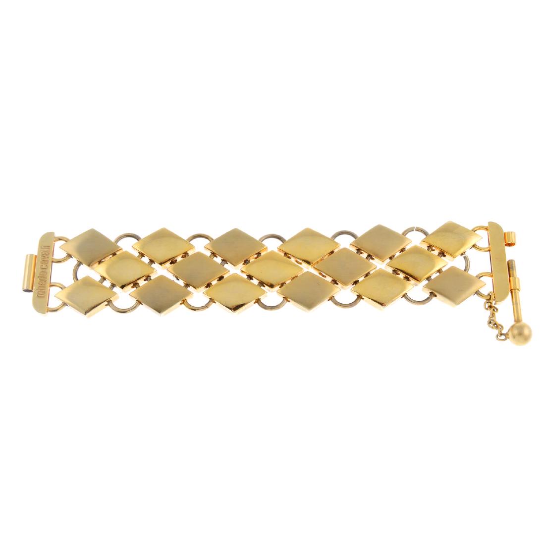 ROBERTO CAVALLI - one bracelet. To include a fancy link: ROBERTO CAVALLI - one bracelet. To include a fancy link bracelet of gold-tone diamond shape links of alternating polished and matte finish with a pin fastening, together with two unbranded gold-tone f
