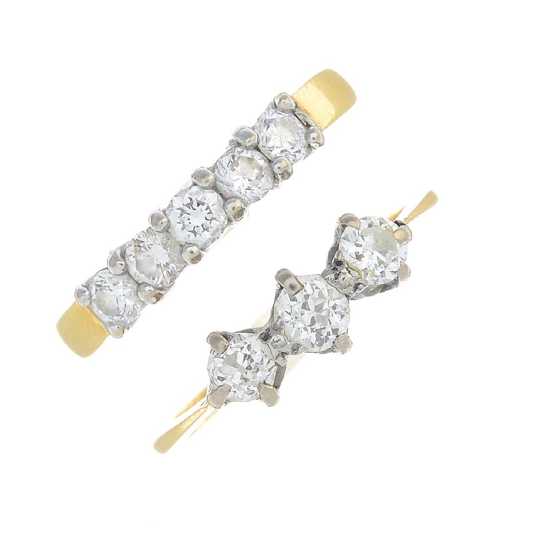 Two diamond rings. To include an 18ct gold (1 of 3)