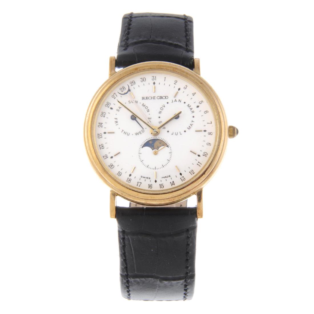 BUECHE GIROD - a gentleman's triple date wrist watch. (1 of 3)