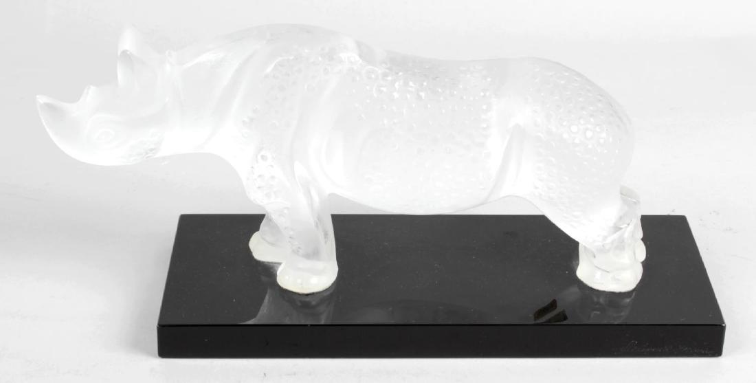 A Lalique frosted clear glass Toba Rhinoceros, standing Jun 03, 2019