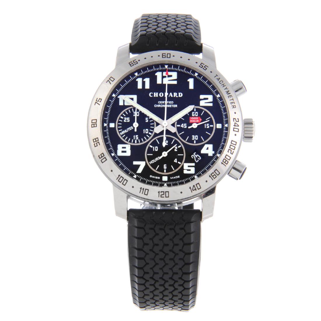 CHOPARD - a gentleman's Mille Miglia chronograph wrist: CHOPARD - a gentleman's Mille Miglia chronograph wrist watch. Stainless steel case with tachymeter bezel. Reference 8920, serial 917619. Signed automatic movement with quick date set. Black dial with