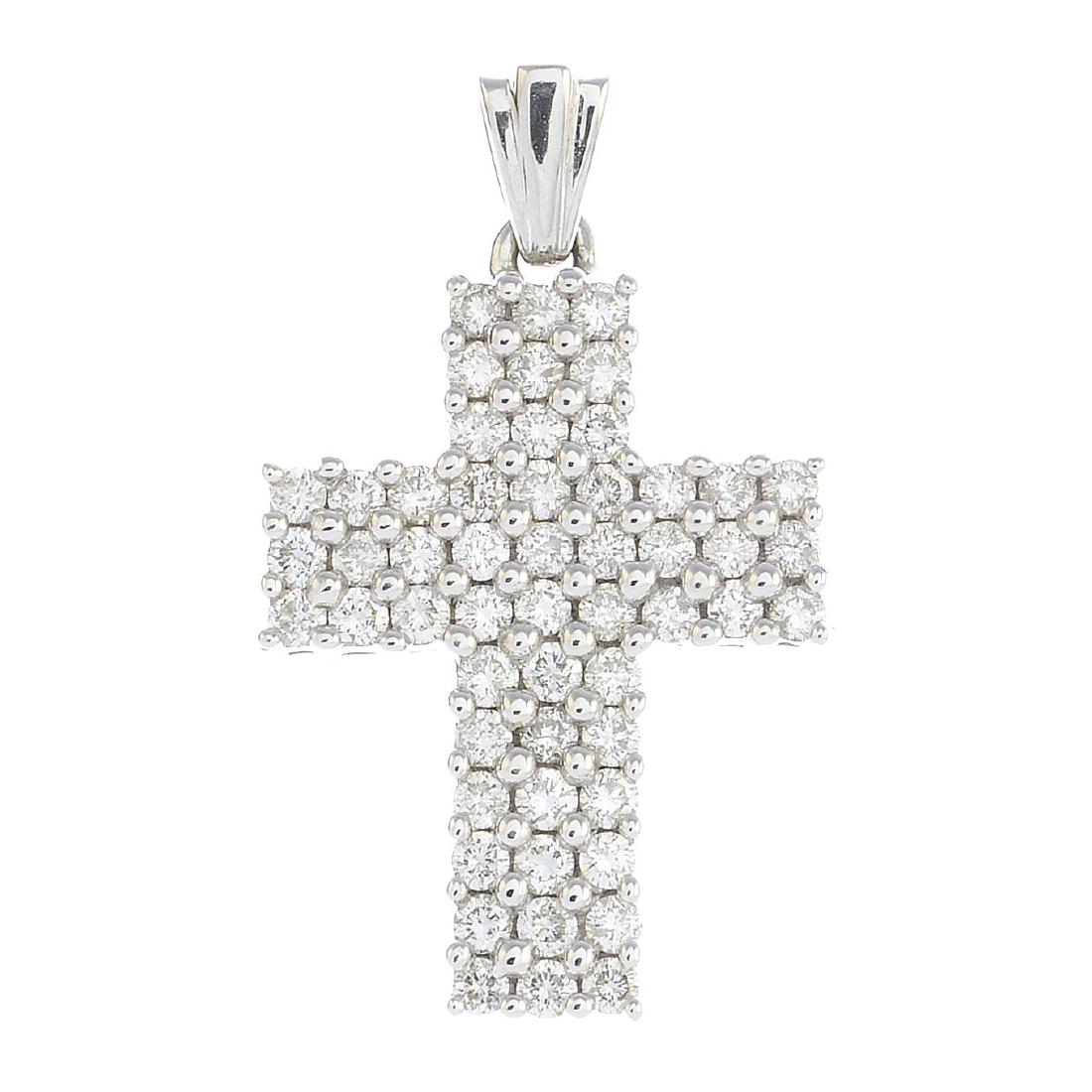 An 18ct gold diamond cross pendant. The pave-set (1 of 2)
