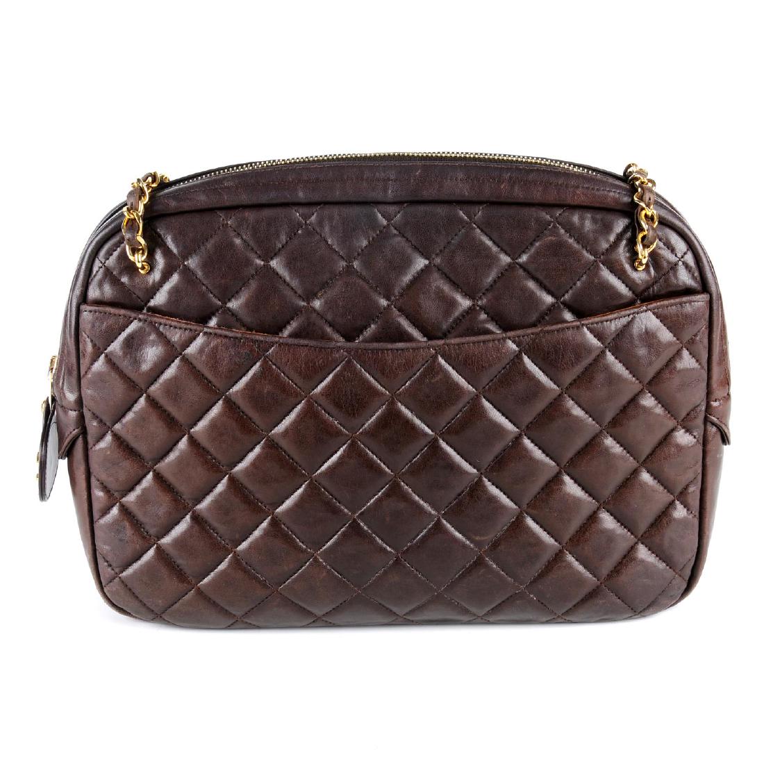 CHANEL - a large brown calf leather quilted camera (1 of 4)
