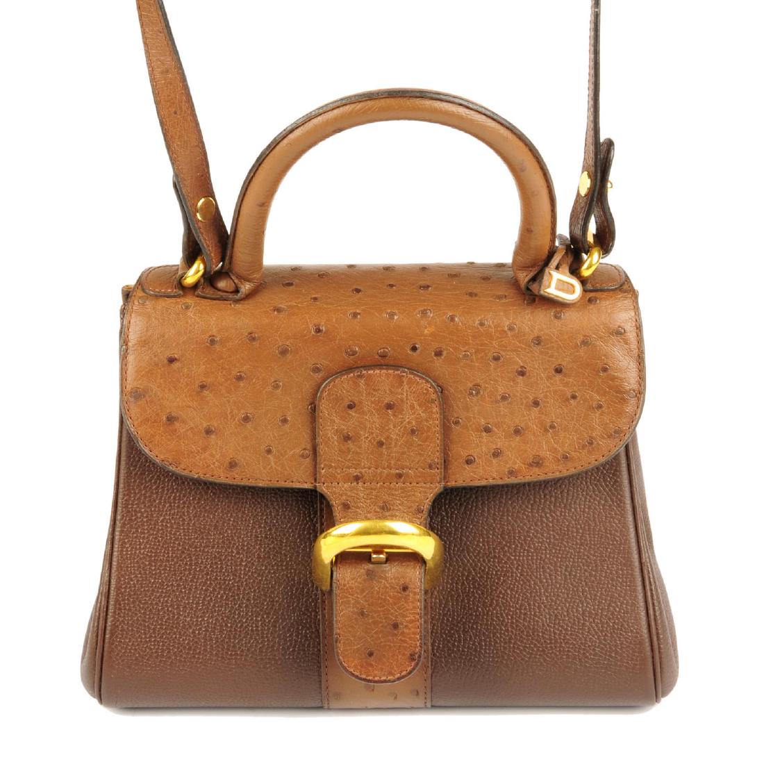 DELVAUX - a Brilliant ostrich leather handbag. Crafted (1 of 4)