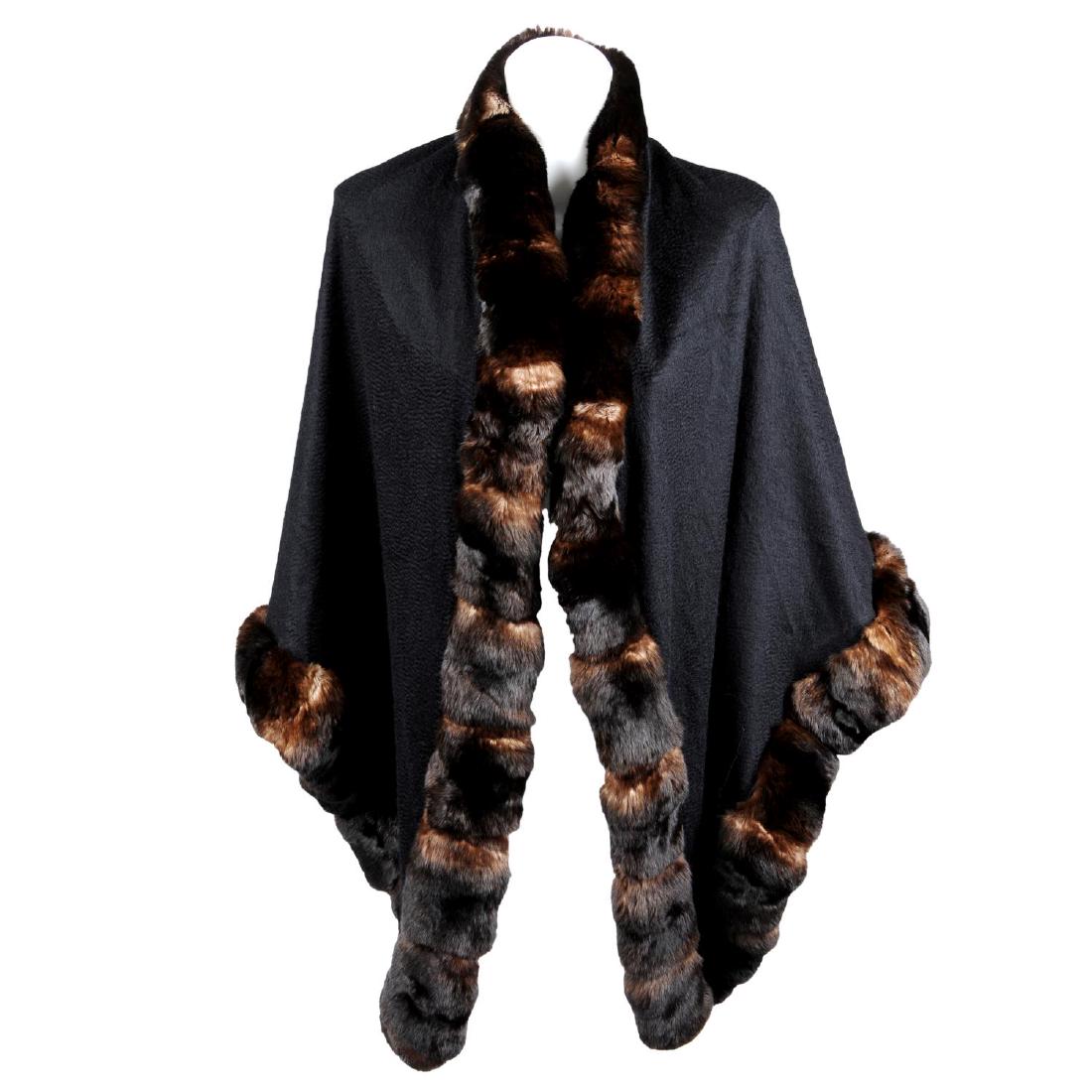 LORO PIANA - a chinchilla fur trimmed cashmere shawl. (1 of 3)