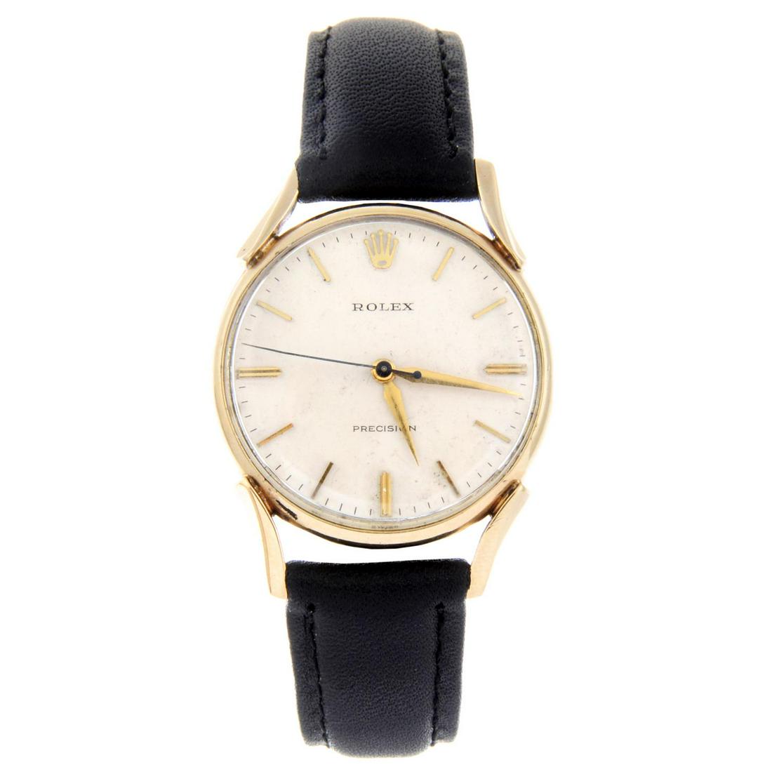 ROLEX - a mid-size Precision wrist watch. 9ct yellow (1 of 5)