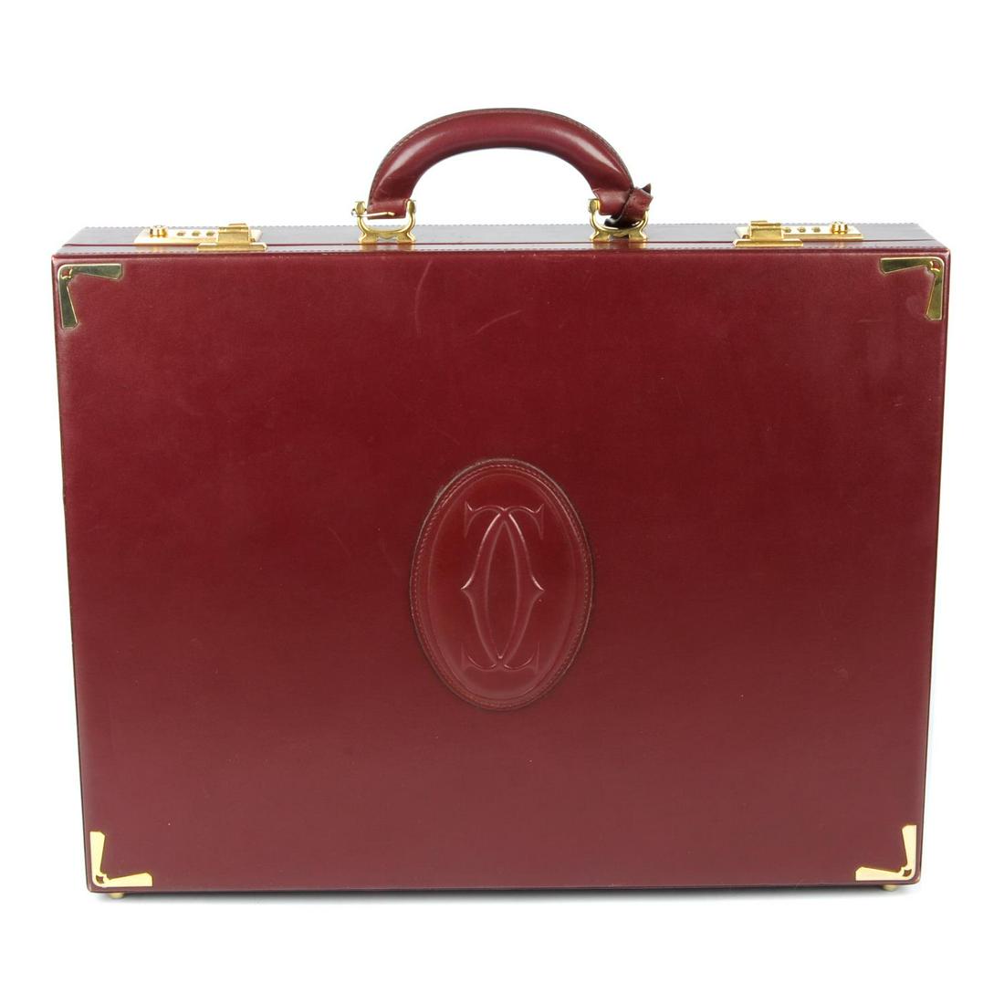 CARTIER - a Must De Cartier Bordeaux leather briefcase. (1 of 4)