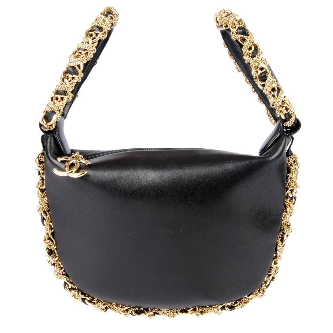 CHANEL - a rare black Twisted Chain Mini Hobo clutch. (1 of 5)