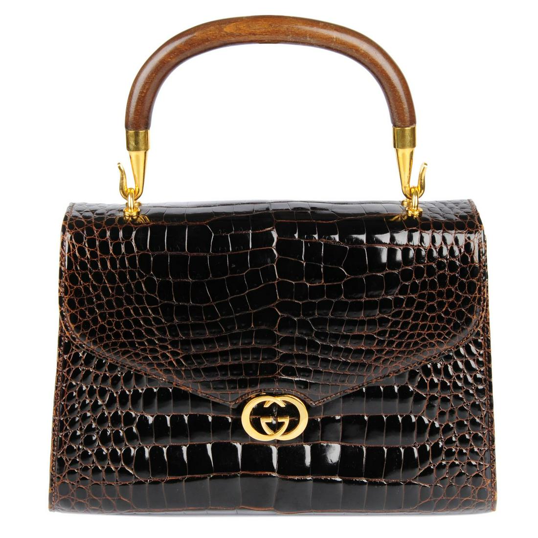 GUCCI - a vintage crocodile skin box handbag. Designed (1 of 4)