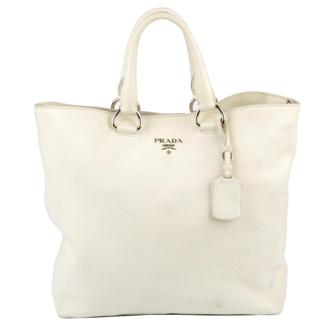 PRADA - a cream Vitello Daino handbag. Crafted from (1 of 6)