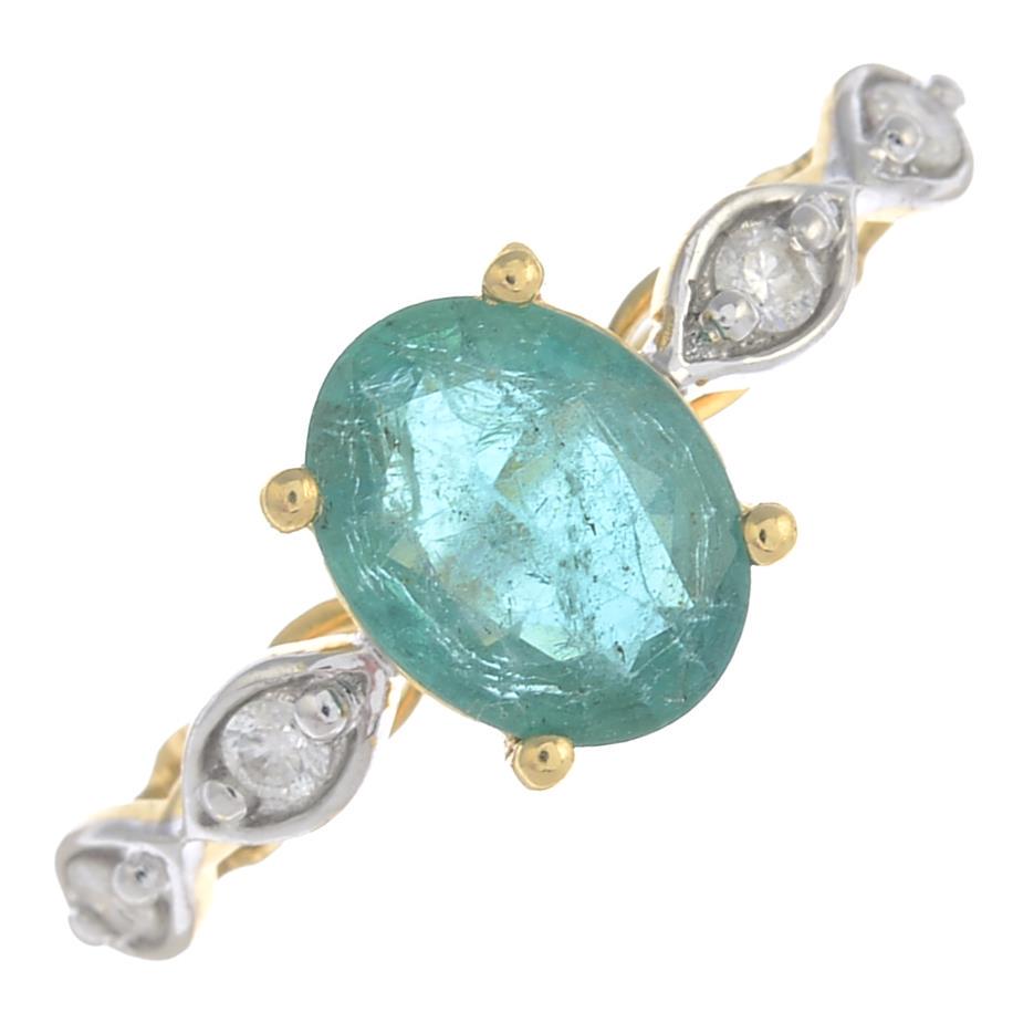 An 18ct gold emerald and diamond ring.Hallmarks for (1 of 3)