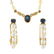 A sapphire and diamond accent seed pearl necklace, with