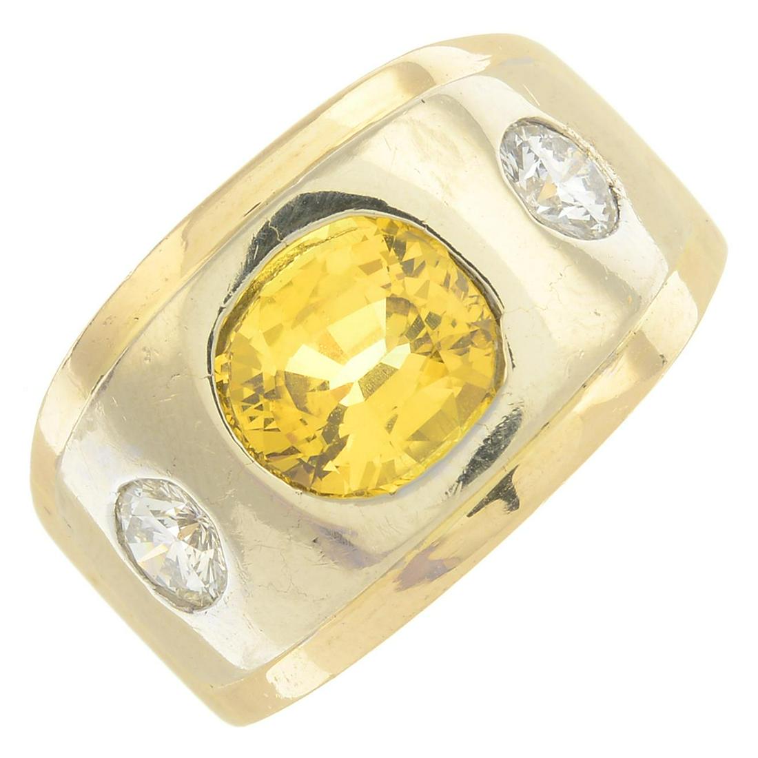 A yellow sapphire and diamond three-stone band (1 of 3)