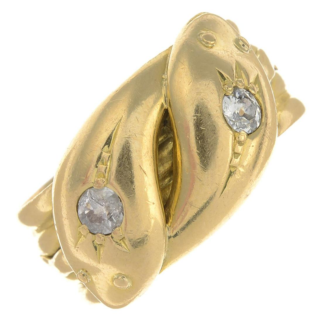 An early 20th century 18ct gold diamond snake (1 of 3)