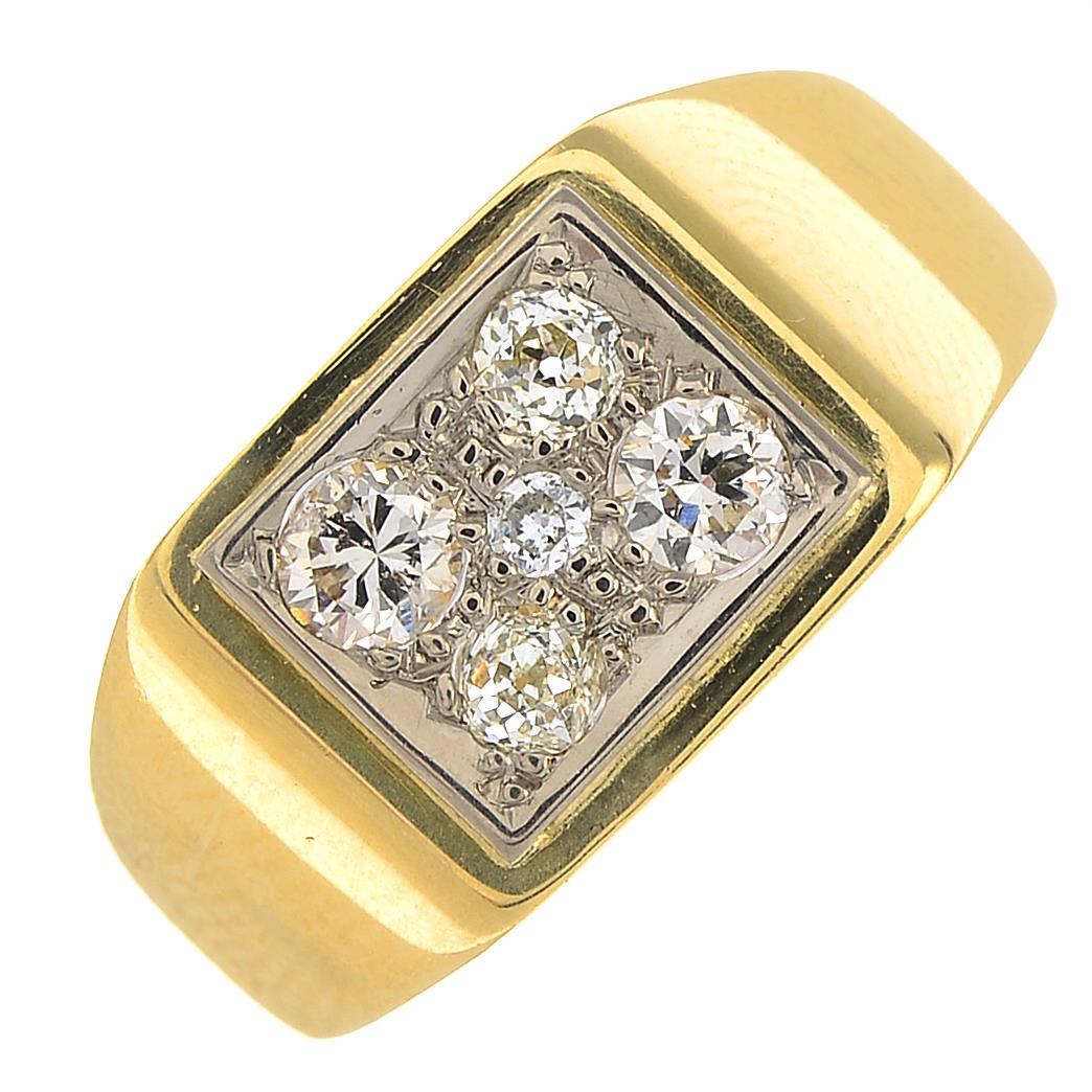 A gentleman's diamond signet ring.Estimated total (1 of 3)