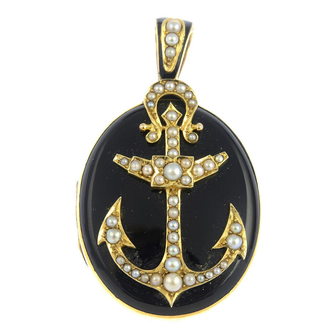 A mid 19th century gold split pearl and enamel (1 of 2)