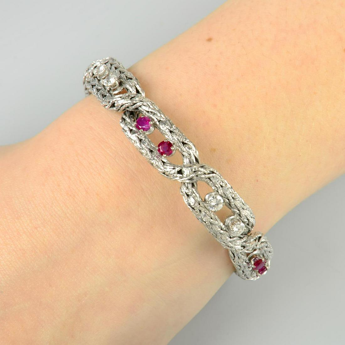 A 1970s ruby and diamond bracelet. Ruby calculated (1 of 5)