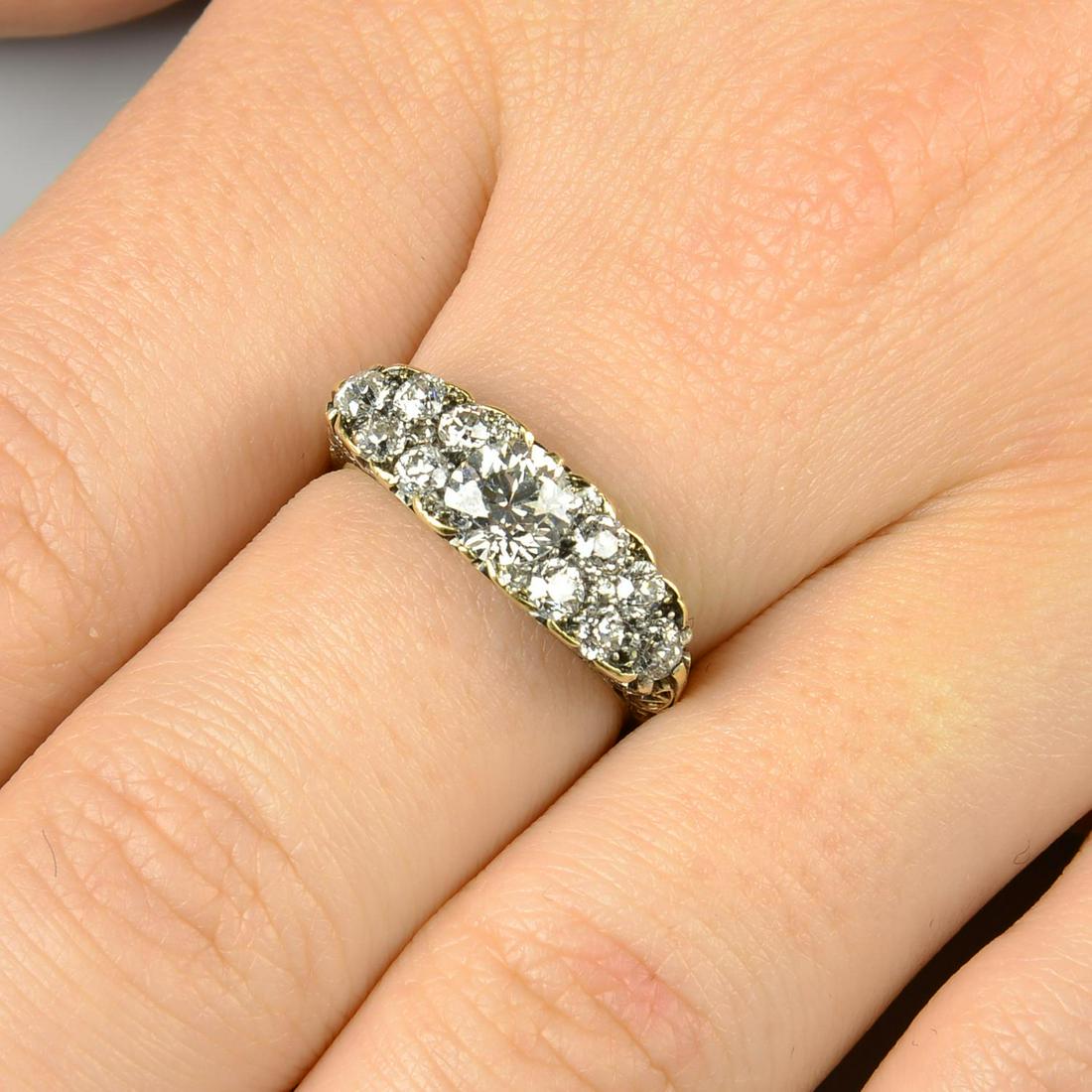 A late Victorian 15ct gold old-cut diamond dress ring, (1 of 6)