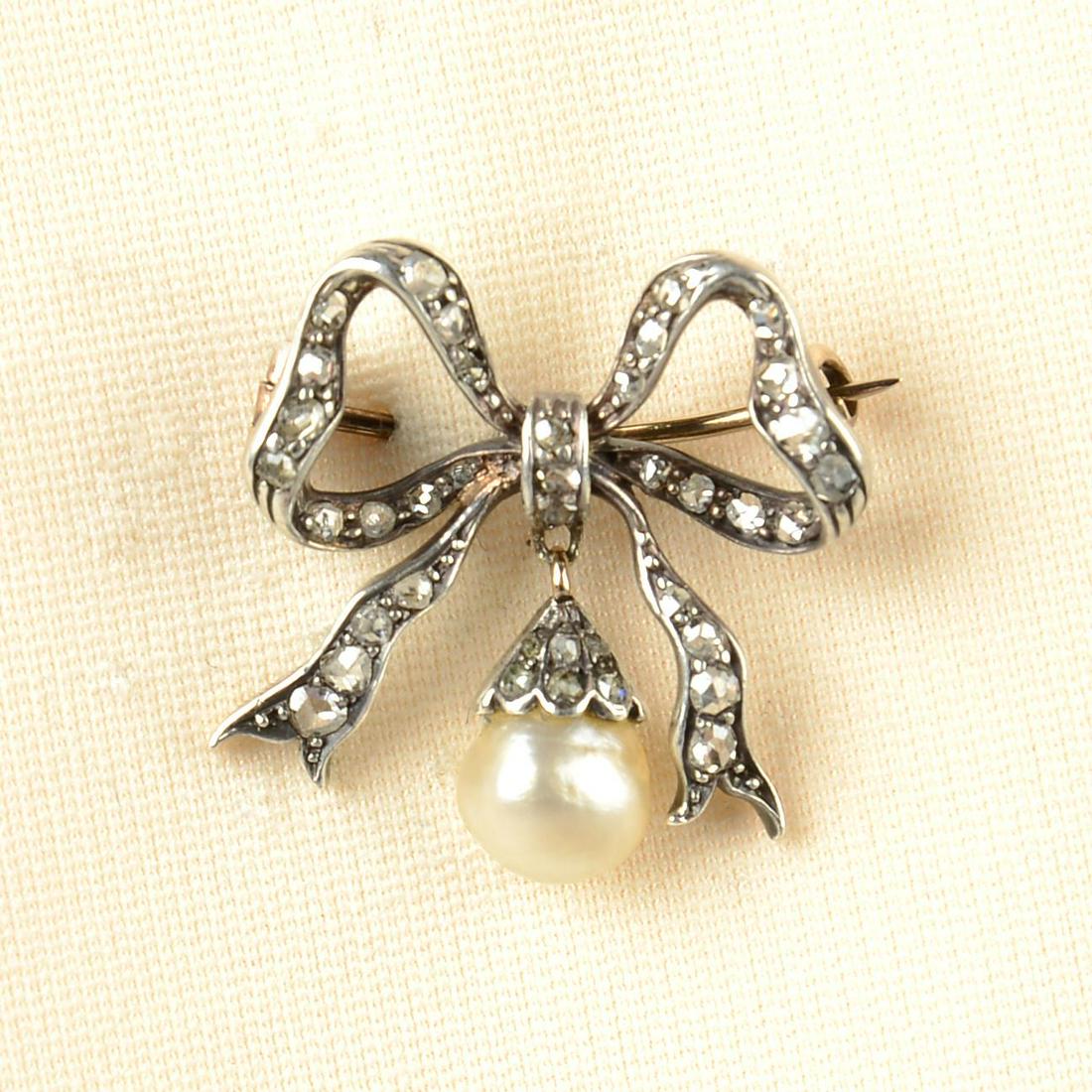 A late Victorian silver and gold, natural pearl and (1 of 5)