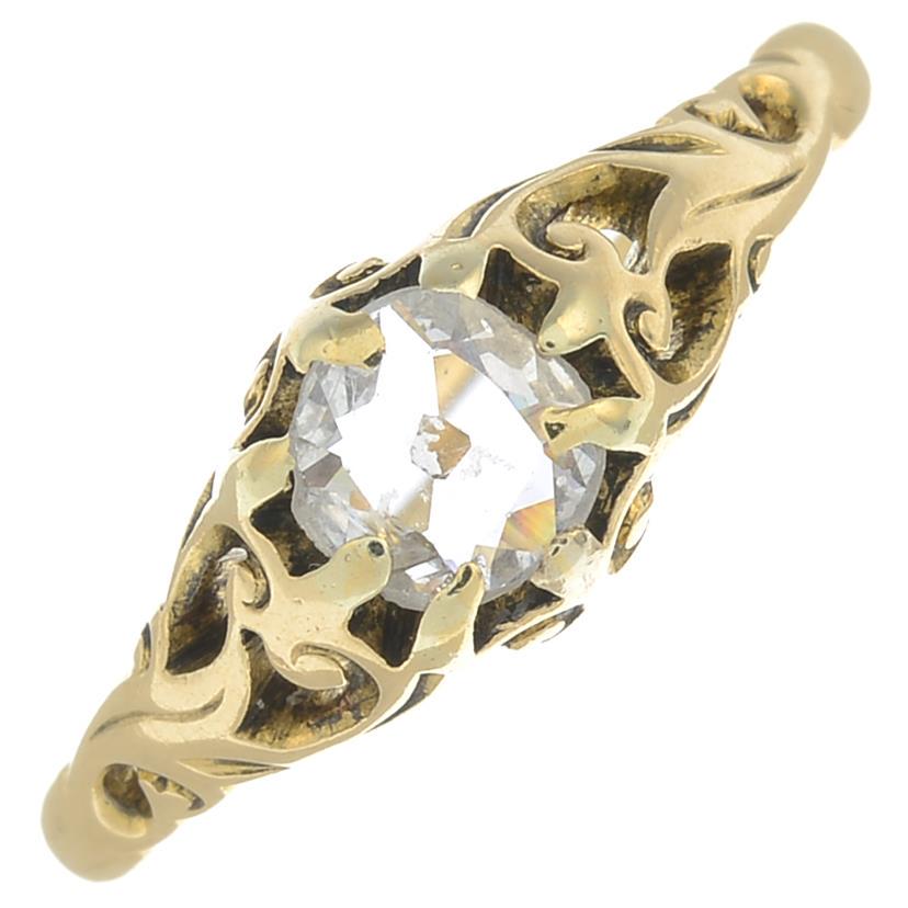 A late Georgian gold old-cut diamond single-stone ring, (1 of 3)