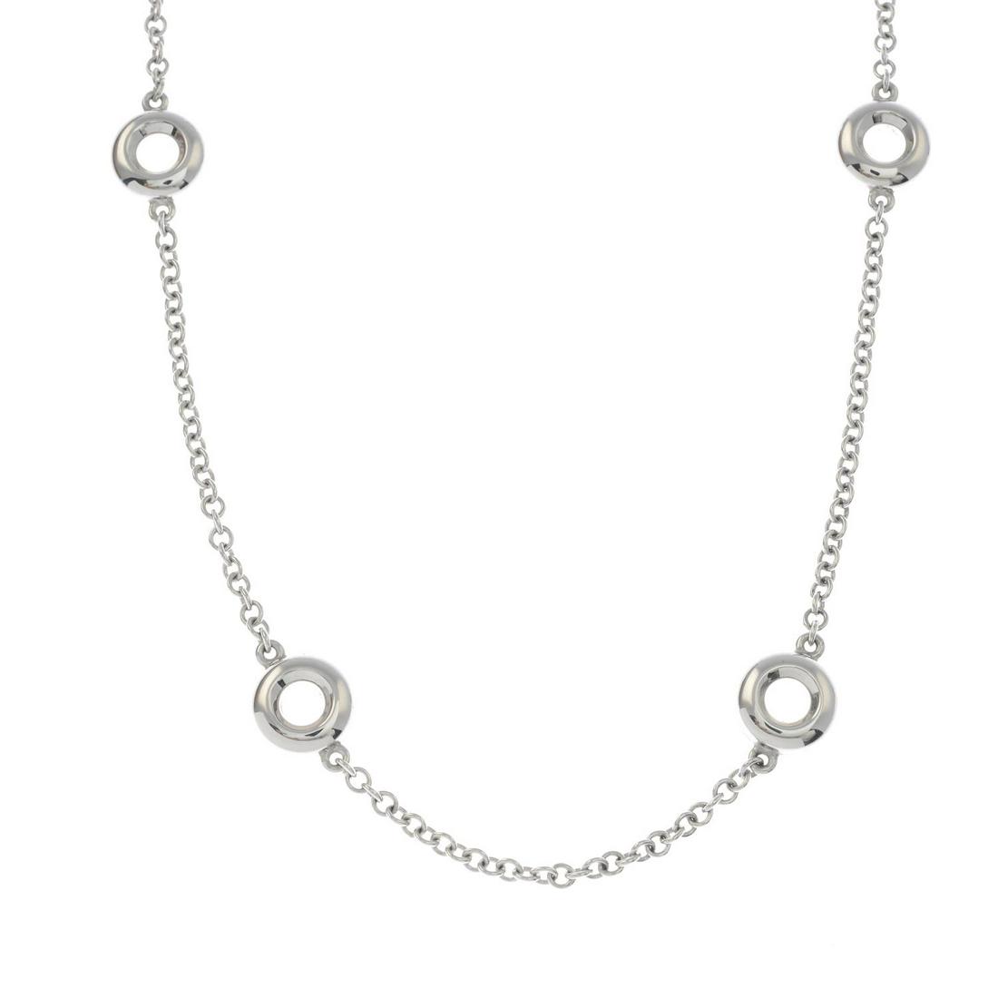 An 18ct gold diamond 'Batticuore' necklace, by: An 18ct gold diamond 'Batticuore' necklace, by Chimento.Signed Chimento. Hallmarks for London, 2008. Length 38cms. 13.4gms.