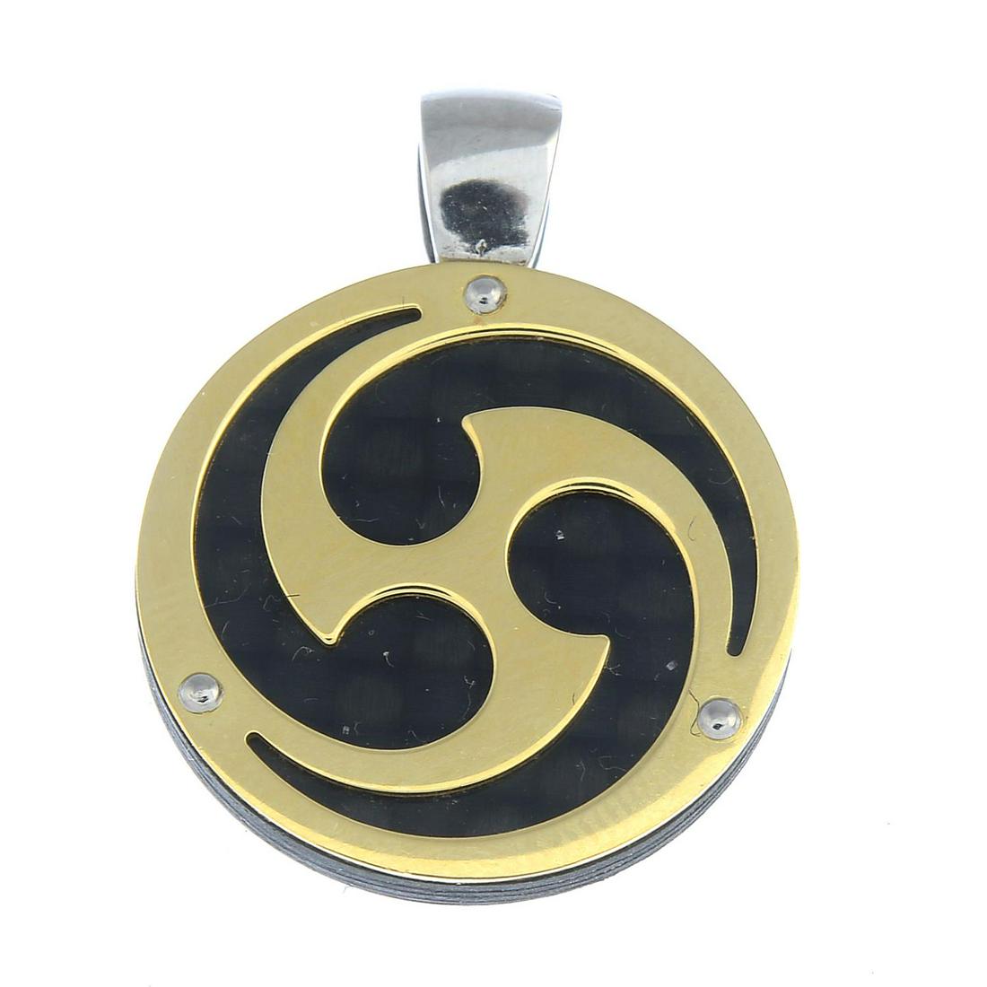 An 18ct gold enamel pendant, by Chimento.Signed: An 18ct gold enamel pendant, by Chimento.Signed Chimento.Hallmarks for London. Length 2.6cms. 5.3gms.