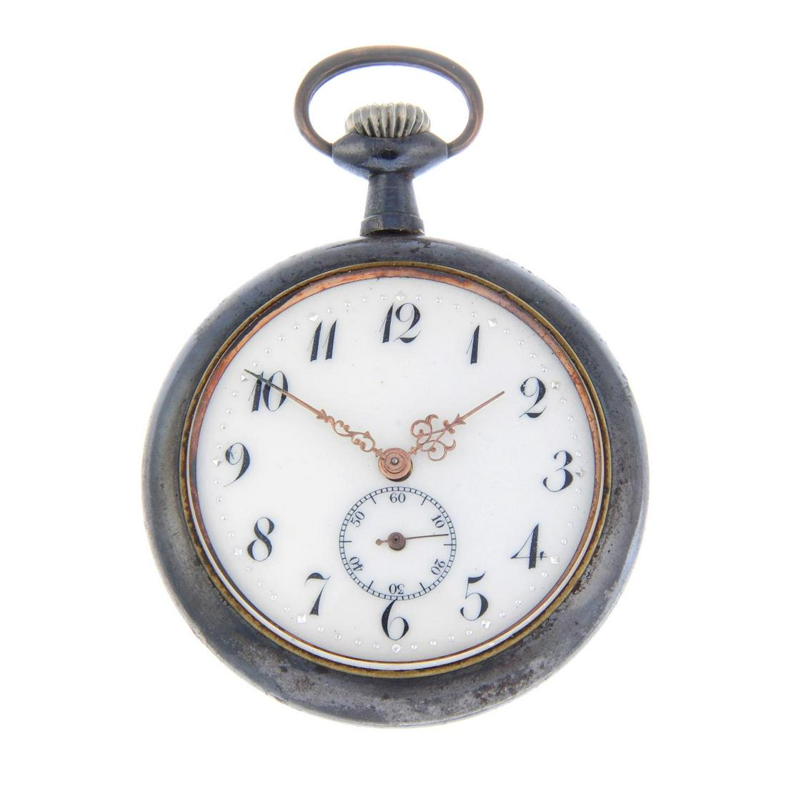 An open face pocket watch by Colibri. Base metal case (1 of 4)