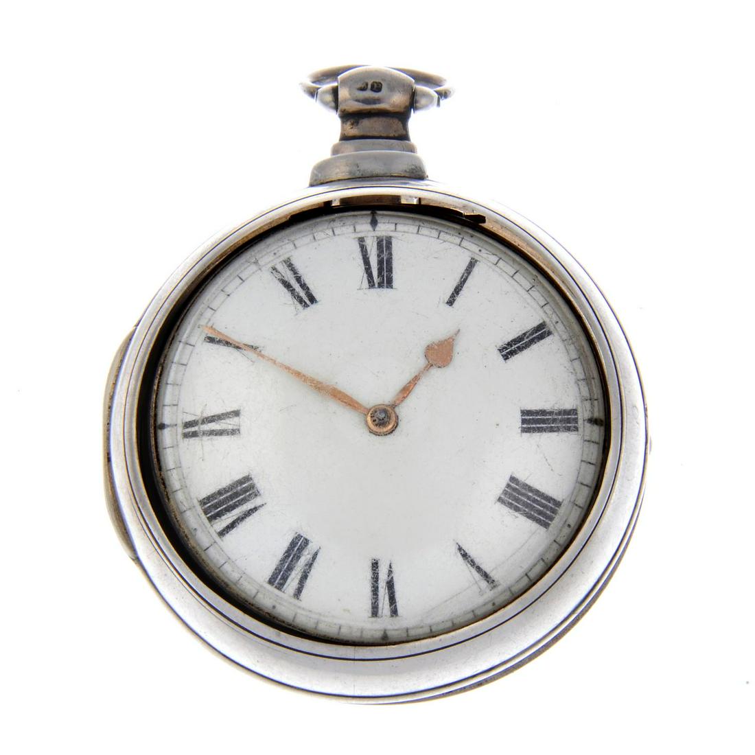 A pair case pocket watch by J. Thomas. Silver cases, (1 of 5)