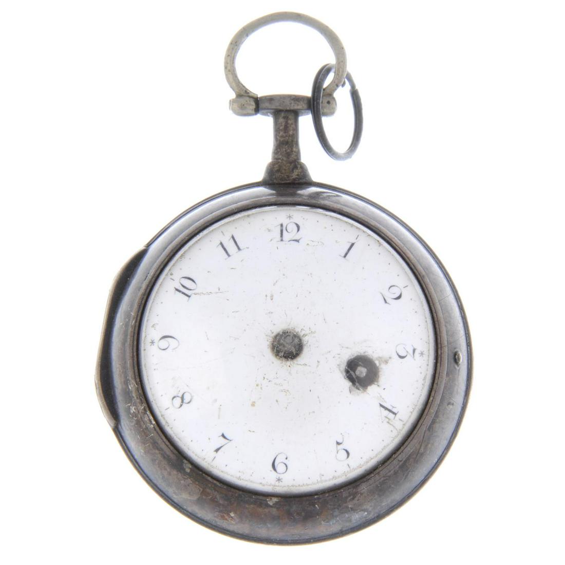 An open face pocket watch by J. Green. Silver case, (1 of 5)