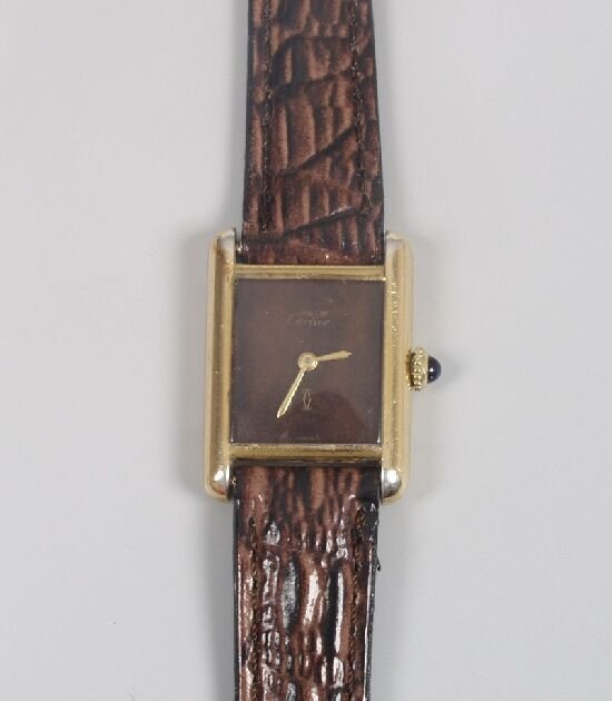 CARTIER - a lady's silver gilt 'Tank' w