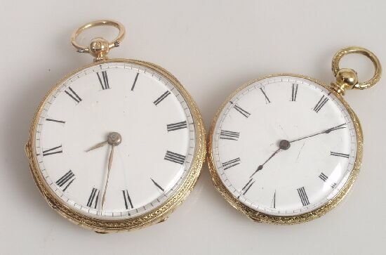 Two Victorian 18ct gold fob/pocket watc
