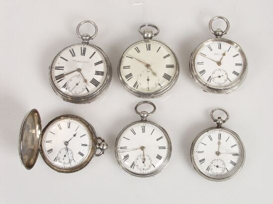 Six Victorian silver cased gentleman's