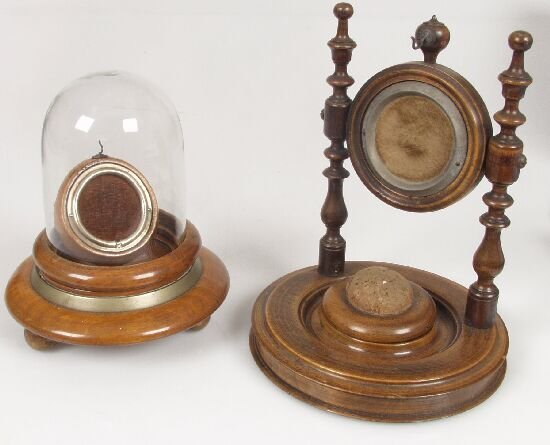 Two Victorian wooden pocket watch stand