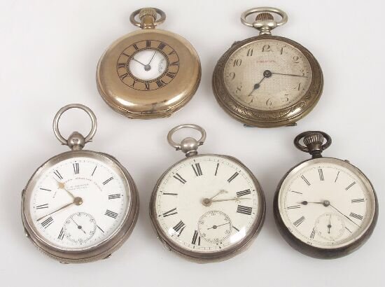 A group of five gentleman's pocket watc