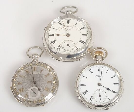 Three gentleman's open face pocket watc