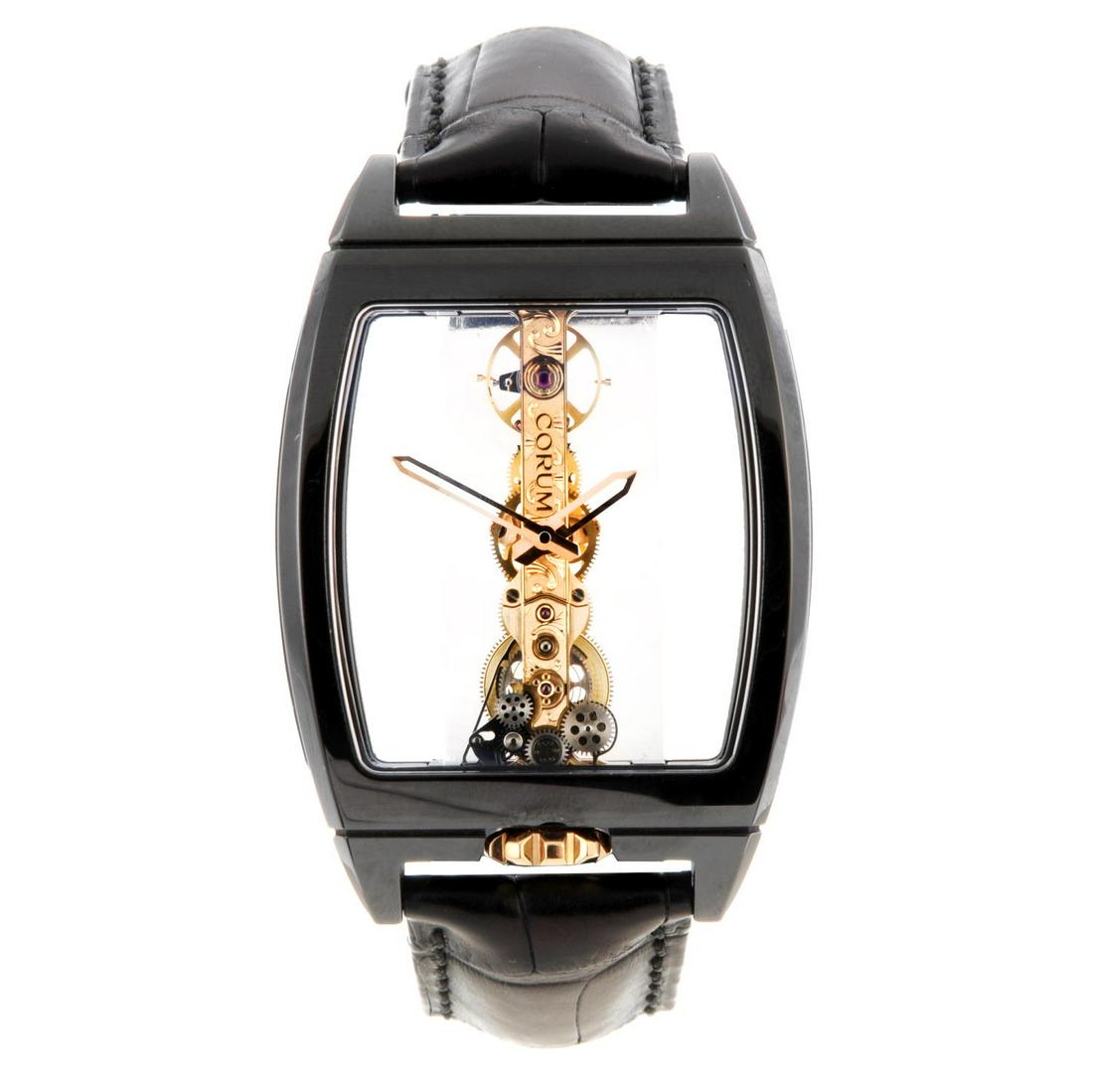 CORUM - a gentleman's Golden Bridge wrist watch. Black (1 of 6)