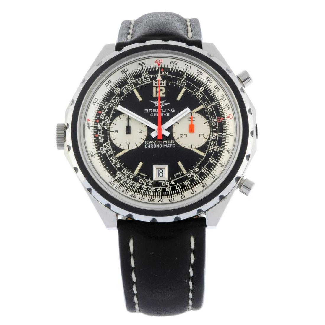 BREITLING - a Navitimer Chrono-Matic chronograph wrist watch. Stainless steel case with slide-rule (1 of 6)