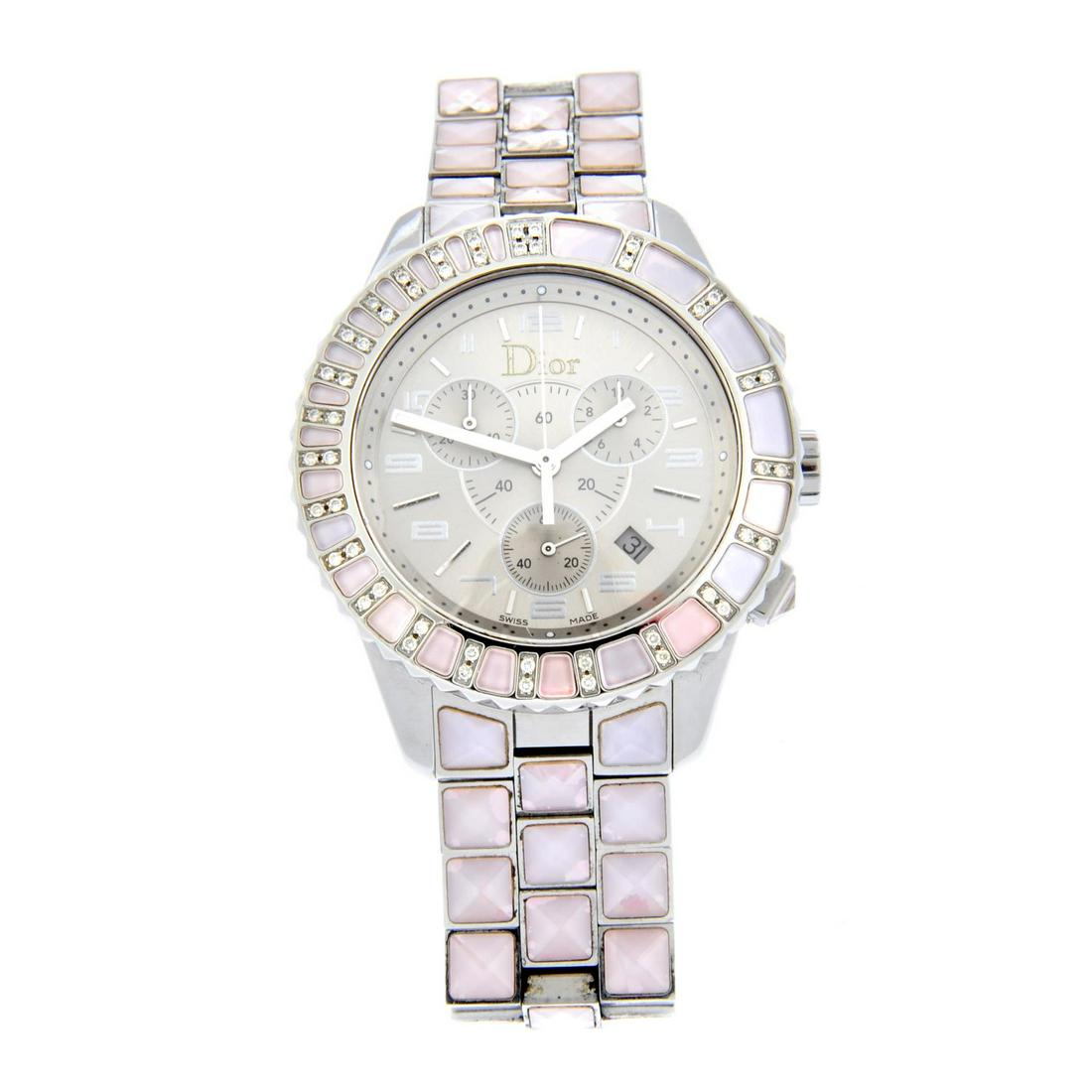 DIOR - a Christal chronograph bracelet watch. Stainless steel case with factory diamond set (1 of 5)