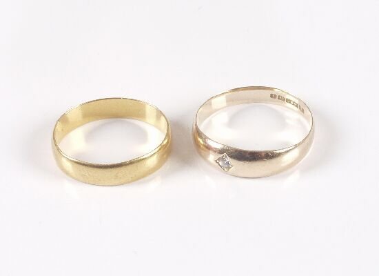 Edwardian 15ct gold plain band ring set