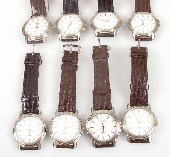 PULSAR - eight identical recent quartz: PULSAR - eight identical recent quartz PSR 10 gentleman's strap watches.