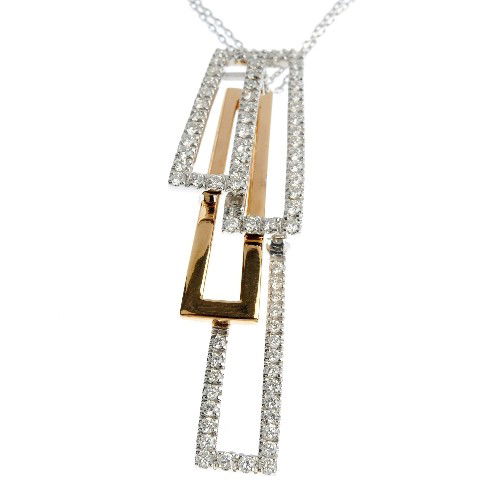 * CHIMENTO - a 'Domino' diamond pendant. Composed: * CHIMENTO - a 'Domino' diamond pendant. Composed of four tapered rectangular-shape panels, three set with brilliant-cut diamonds suspended from the two-row belcher-link chain. Estimated total diamond