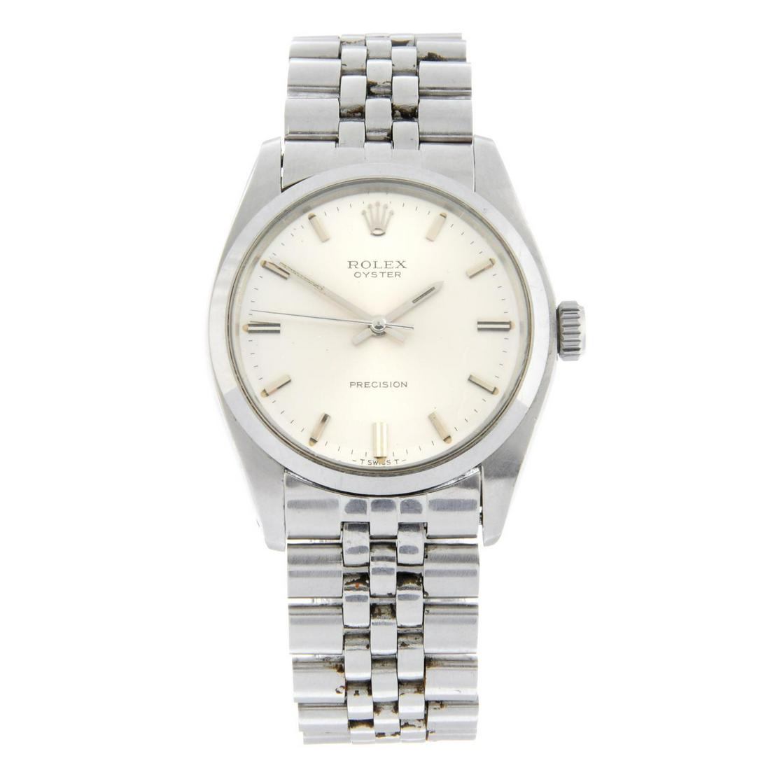ROLEX - an Oyster Precision bracelet watch. Circa 1973. Stainless steel case. Case width 34mm. (1 of 6)